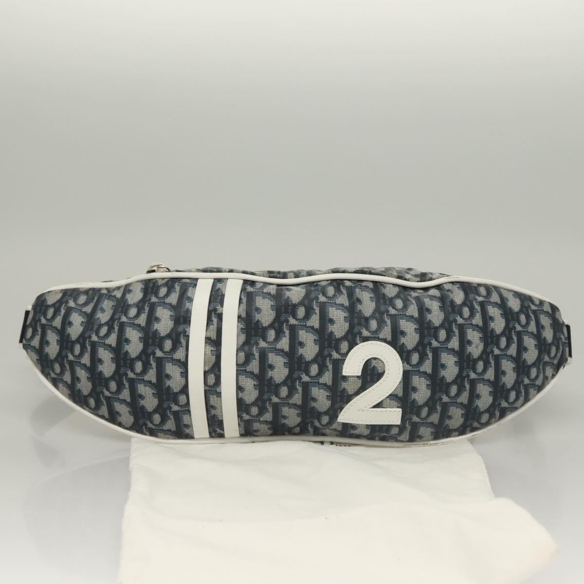 Christian Dior Trotter Canvas Body Bag Nylon Navy Silver Auth sw1263
