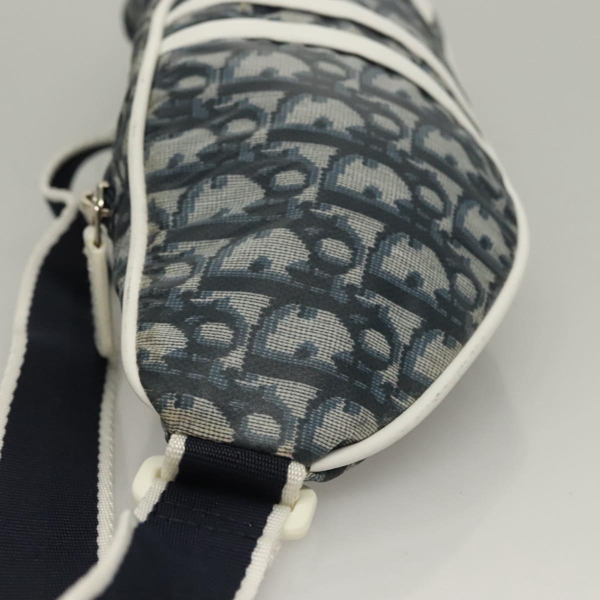 Christian Dior Trotter Canvas Body Bag Nylon Navy Silver Auth sw1263