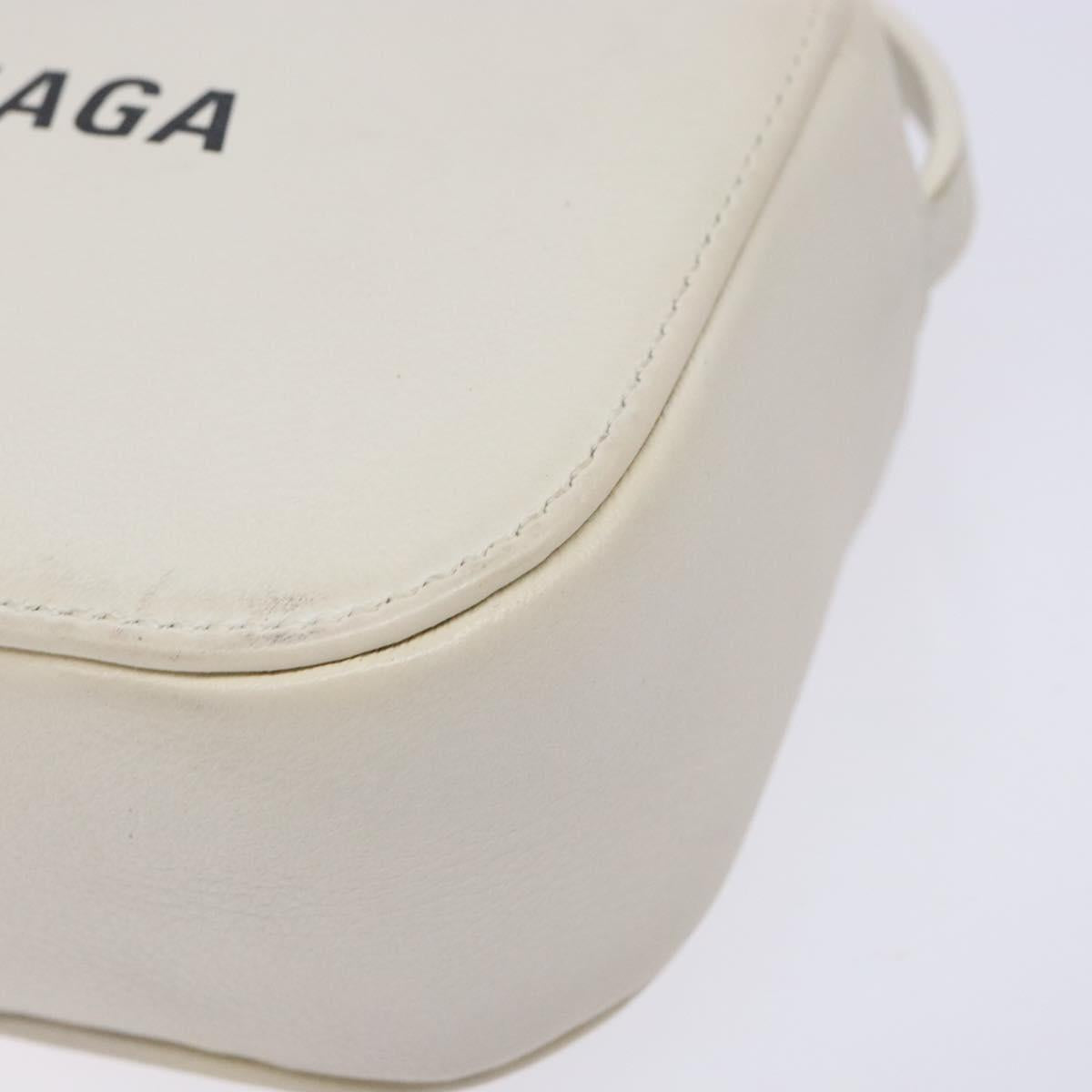 BALENCIAGA Shoulder Bag Leather White Silver Auth sw1264