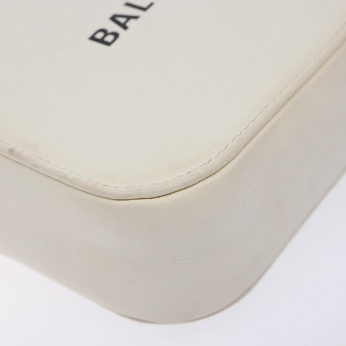 BALENCIAGA Shoulder Bag Leather White Silver Auth sw1264