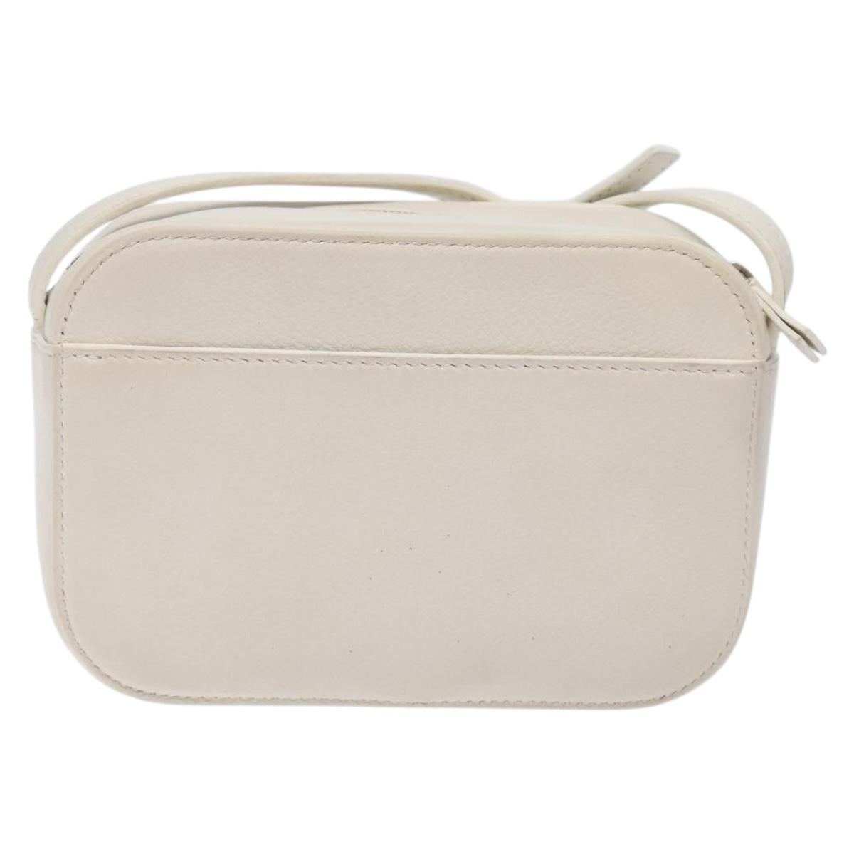BALENCIAGA Shoulder Bag Leather White Silver Auth sw1264