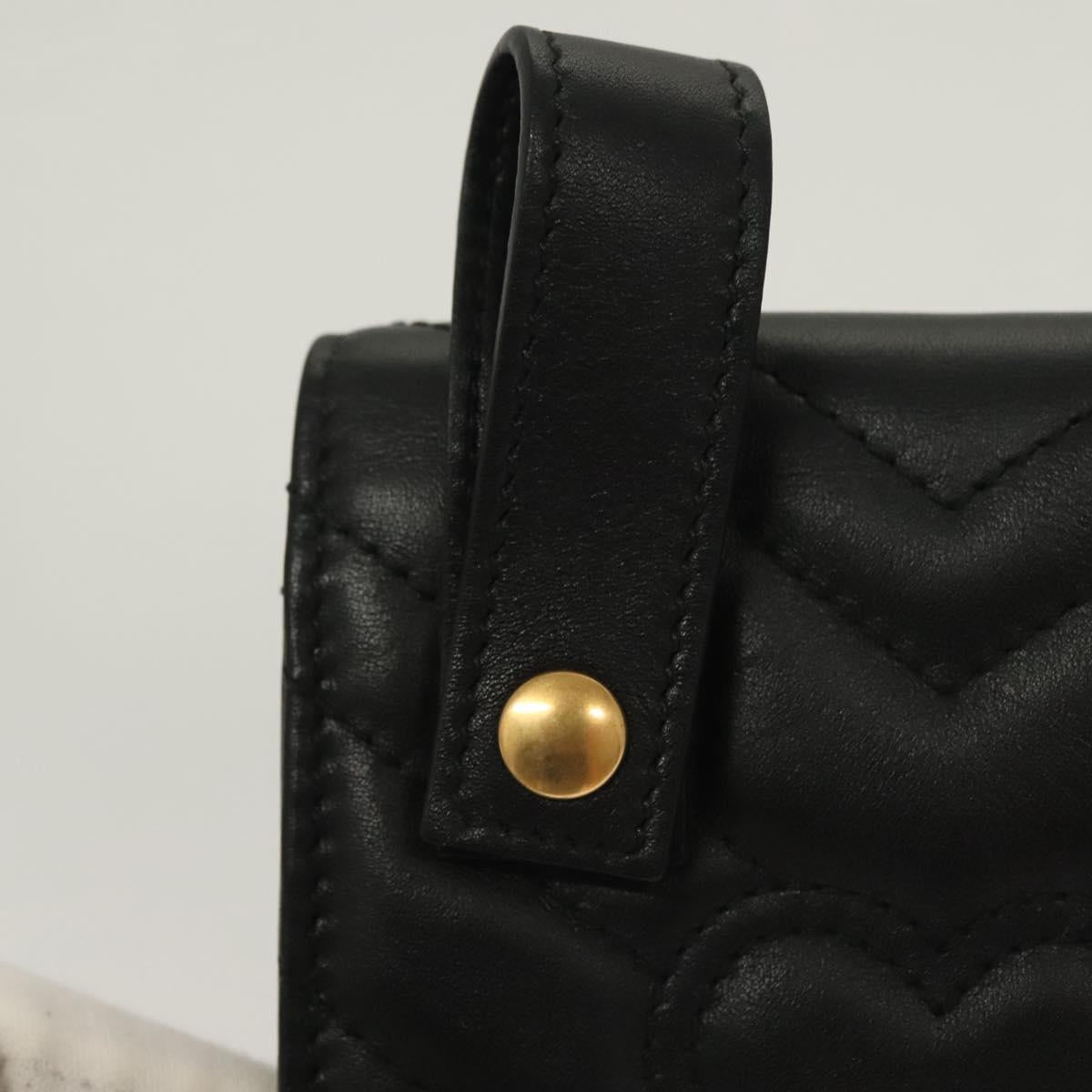GUCCI Waist Pouch Leather Black Gold 488417 0416 Auth sw1265