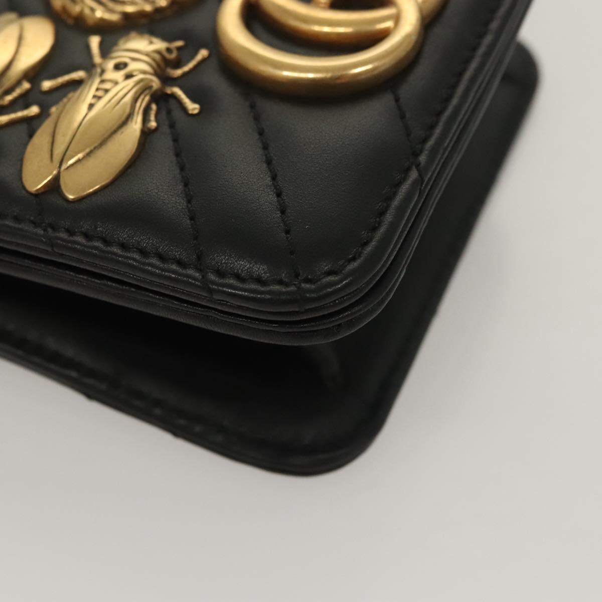 GUCCI Waist Pouch Leather Black Gold 488417 0416 Auth sw1265