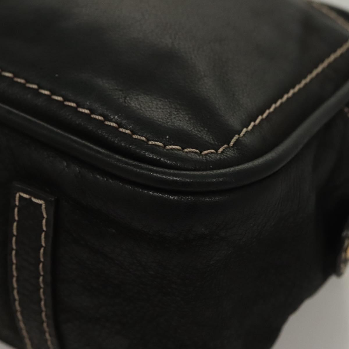 LOEWE Anagram Hand Bag Leather Black Gold Auth sw1269