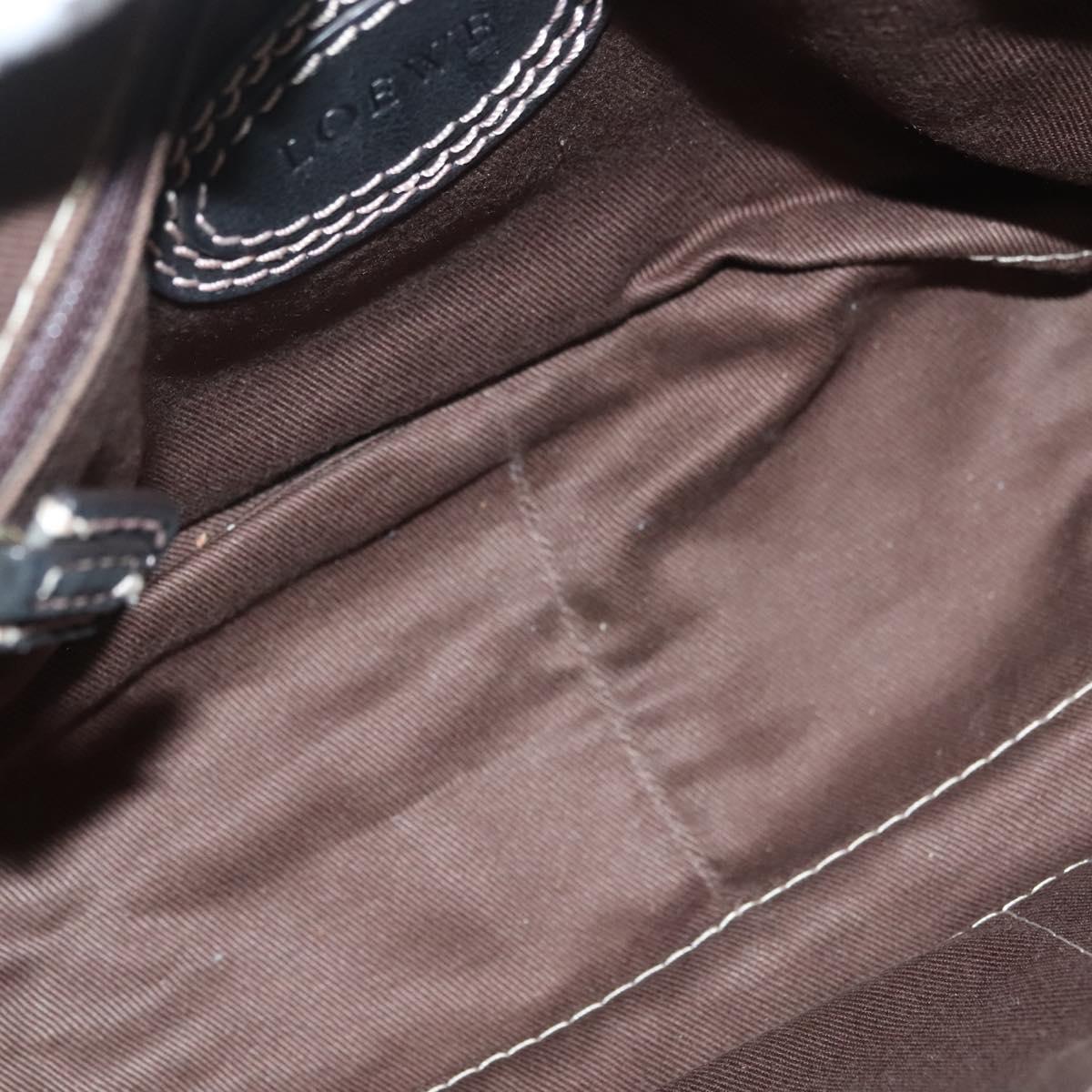 LOEWE Anagram Hand Bag Leather Black Gold Auth sw1269