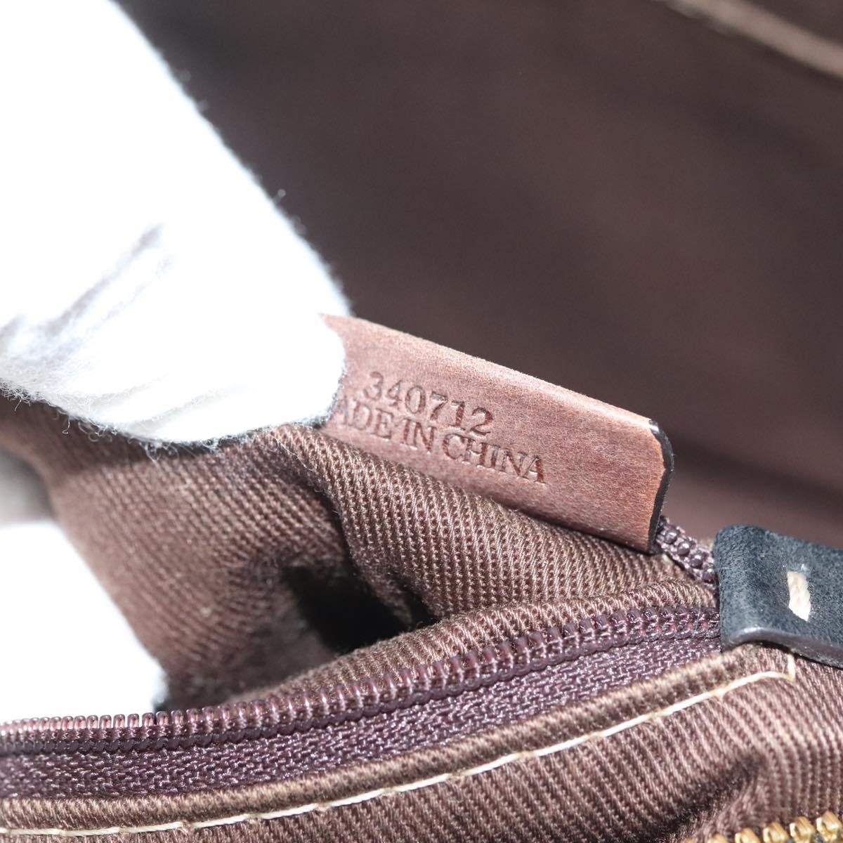 LOEWE Anagram Hand Bag Leather Black Gold Auth sw1269