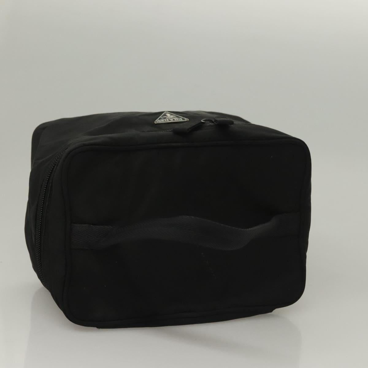 PRADA Vanity Pouch Nylon Black Silver Auth sw1276