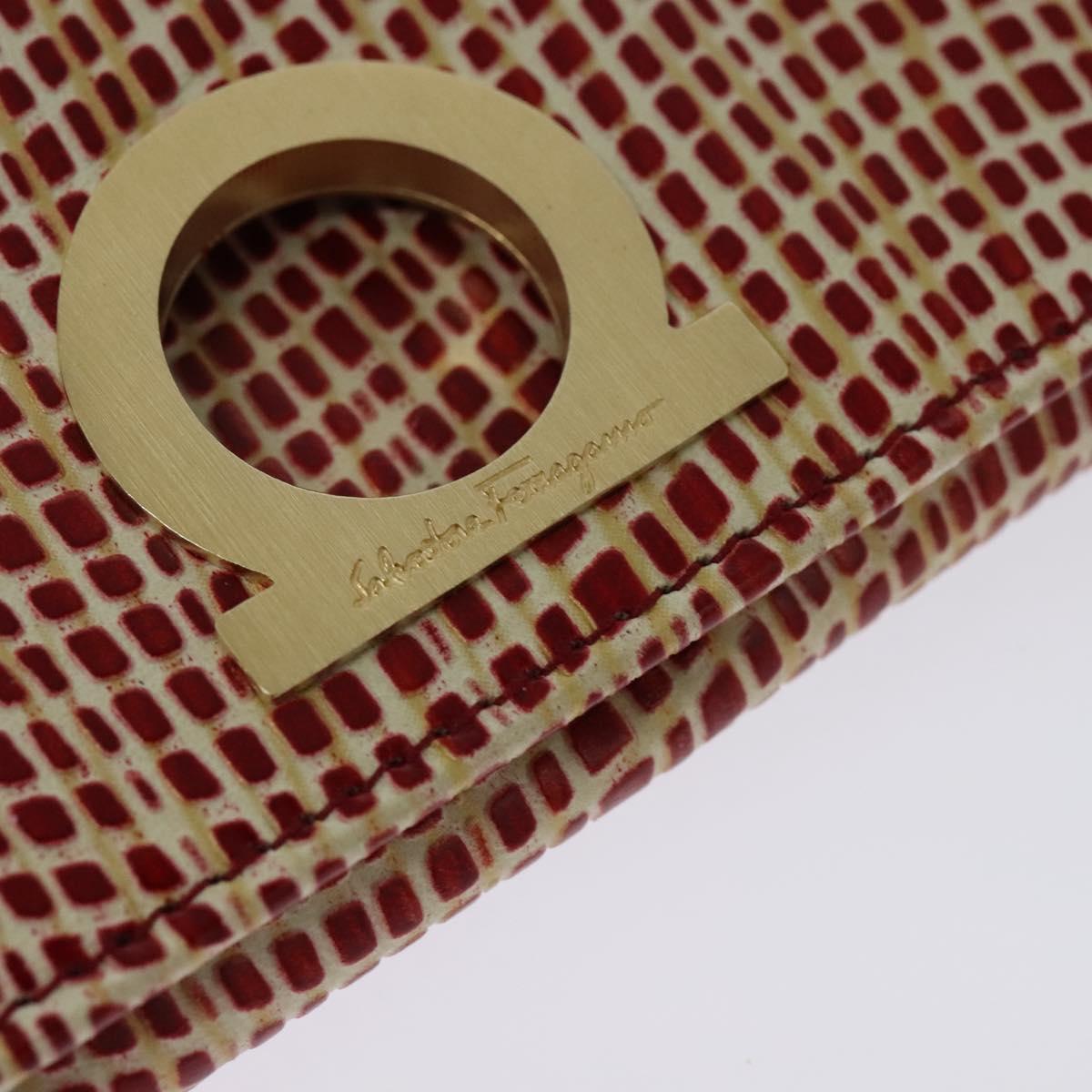Salvatore Ferragamo Shoulder wallet Leather Red Gold Auth sw1278