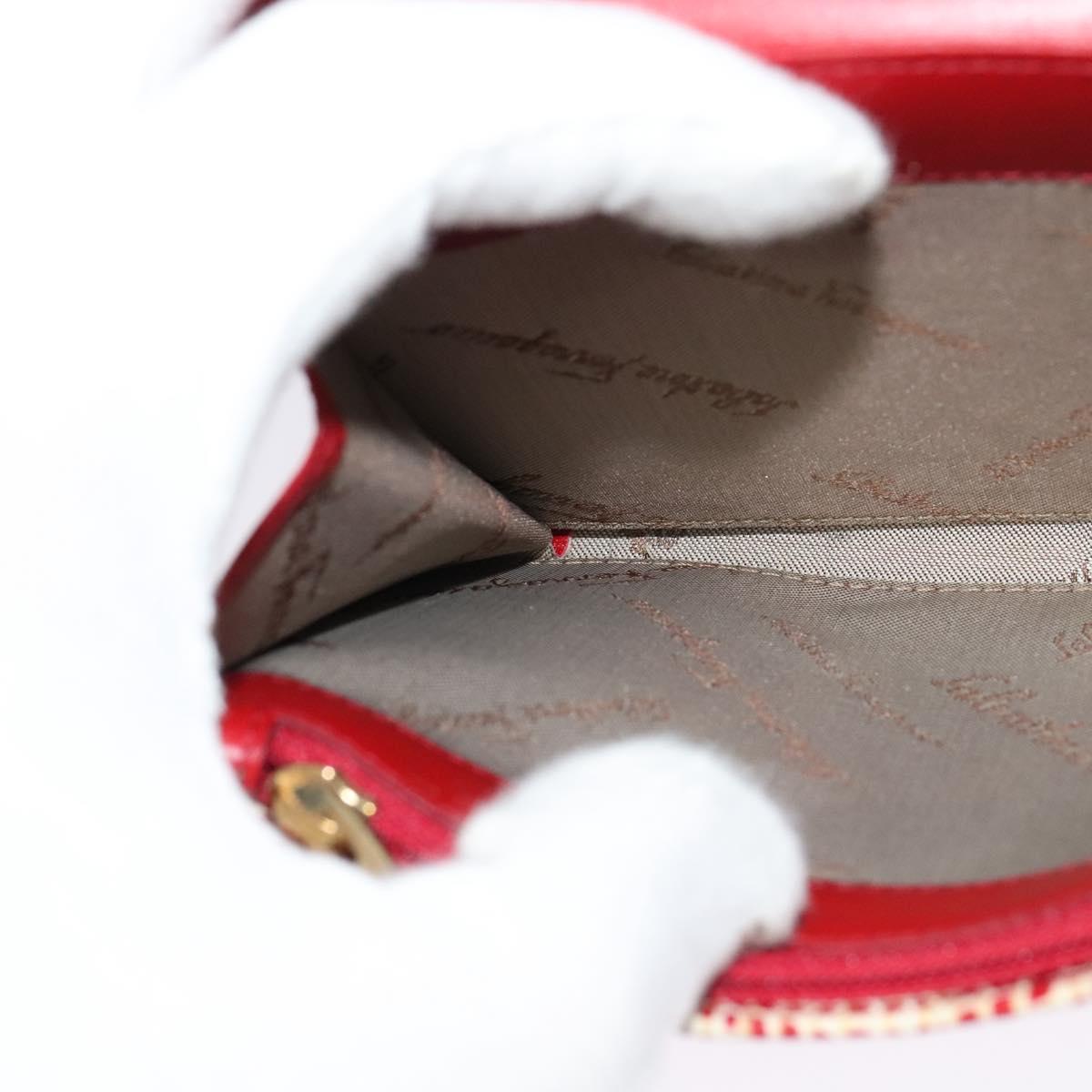 Salvatore Ferragamo Shoulder wallet Leather Red Gold Auth sw1278