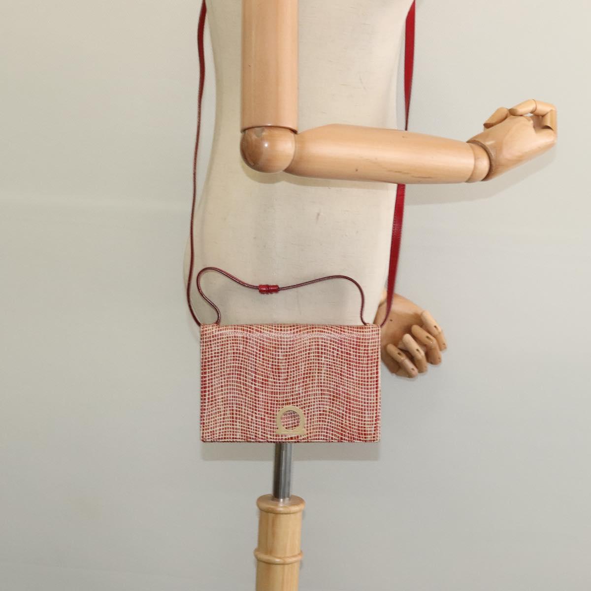 Salvatore Ferragamo Shoulder wallet Leather Red Gold Auth sw1278