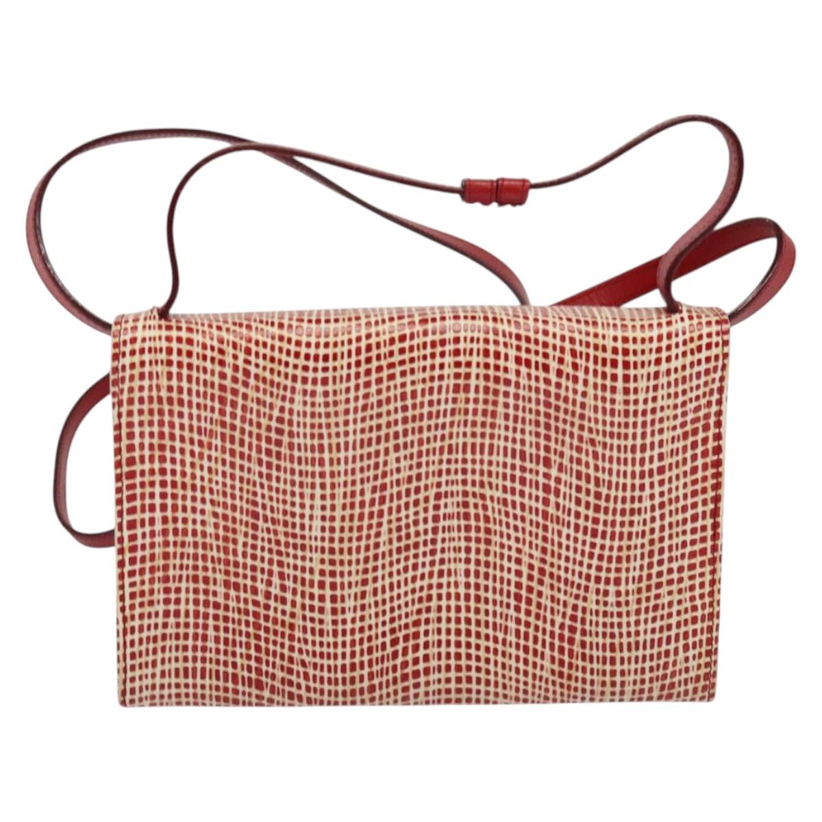 Salvatore Ferragamo Shoulder wallet Leather Red Gold Auth sw1278