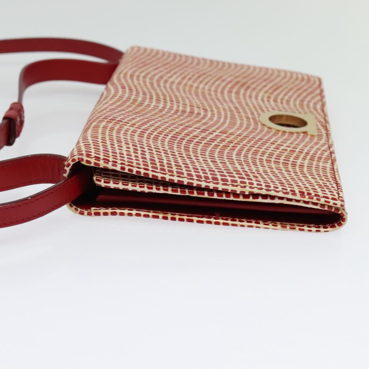 Salvatore Ferragamo Shoulder wallet Leather Red Gold Auth sw1278