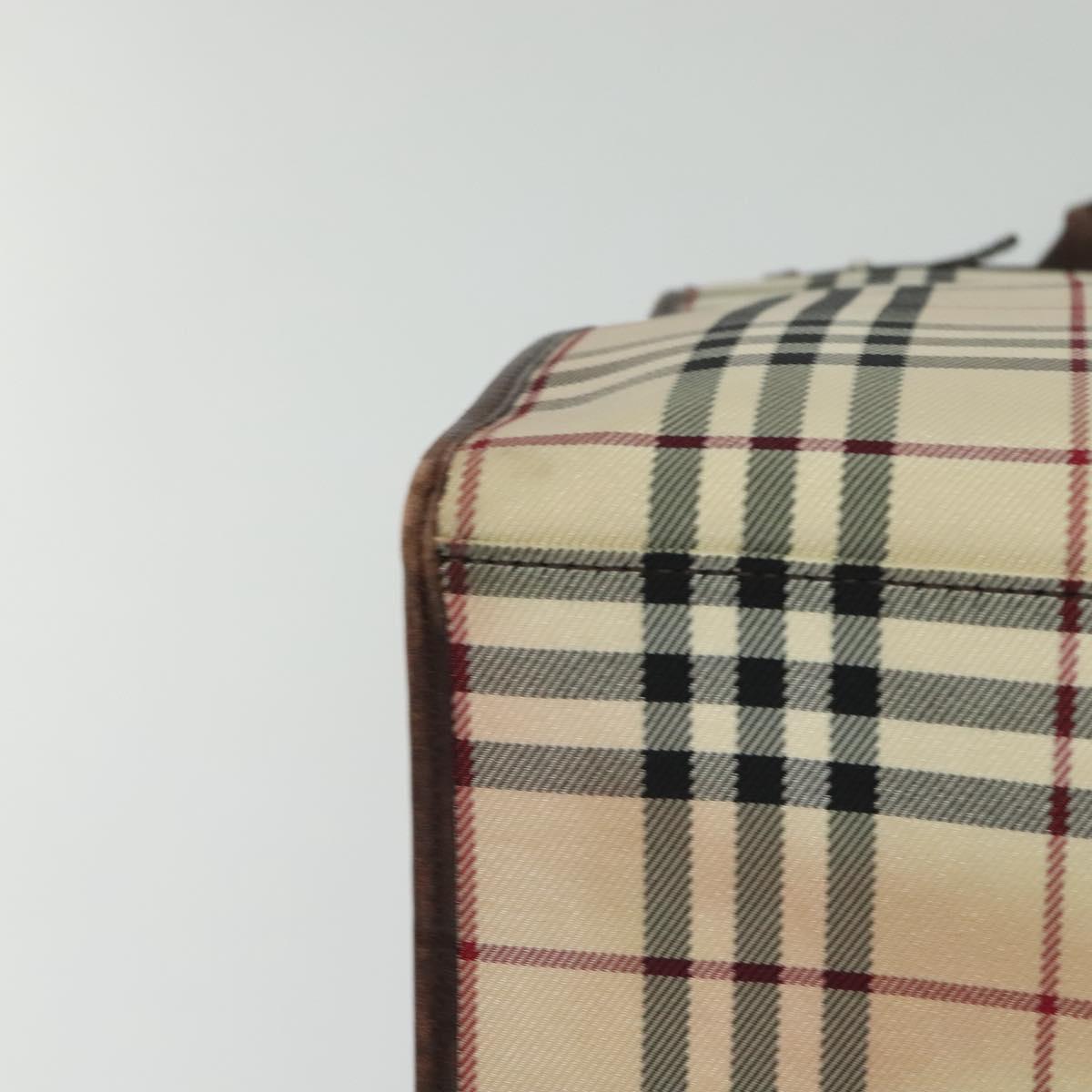 BURBERRY Nova Check Hand Bag Canvas 2way Beige Auth sw128