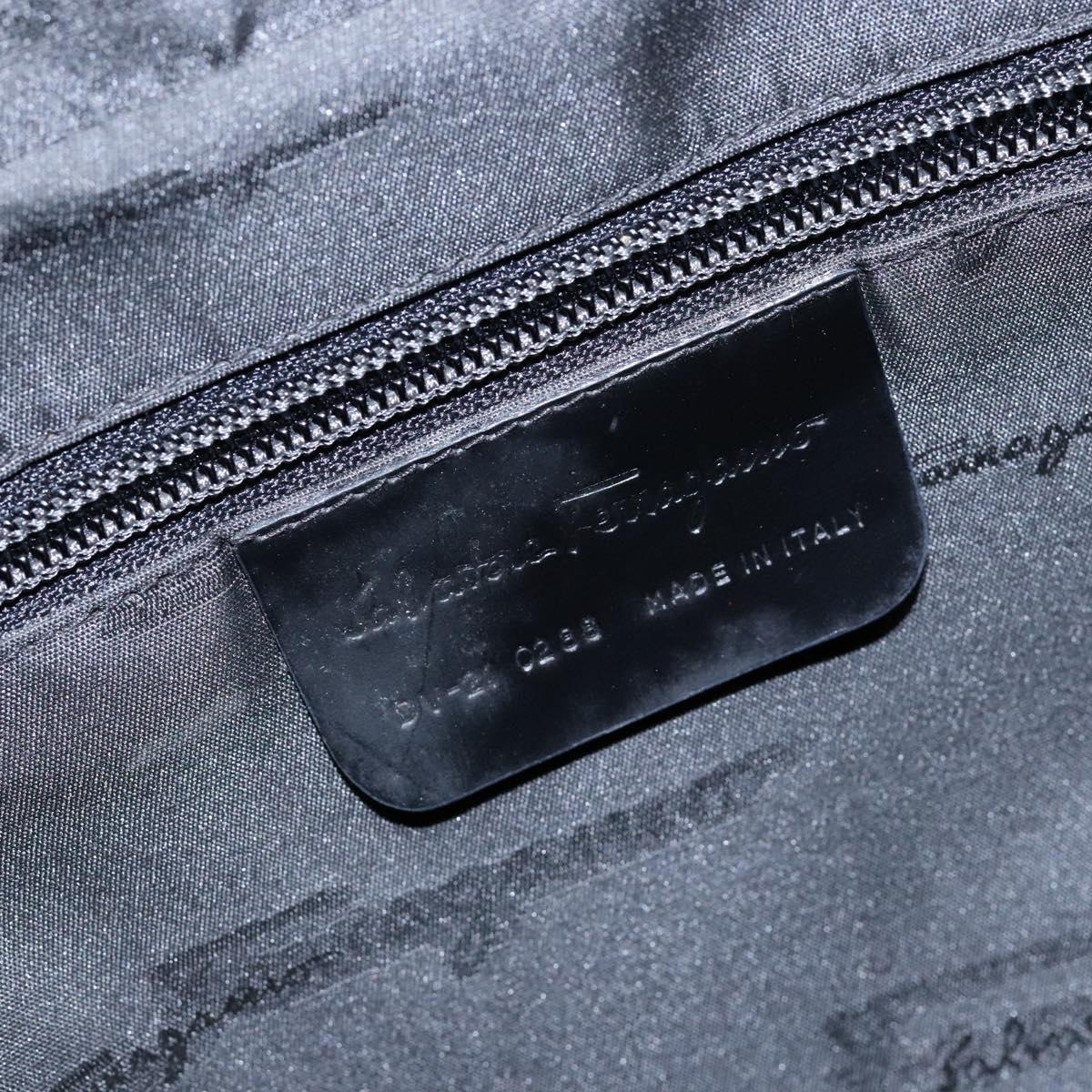 Salvatore Ferragamo Hand Bag Canvas Black Silver Auth sw1281
