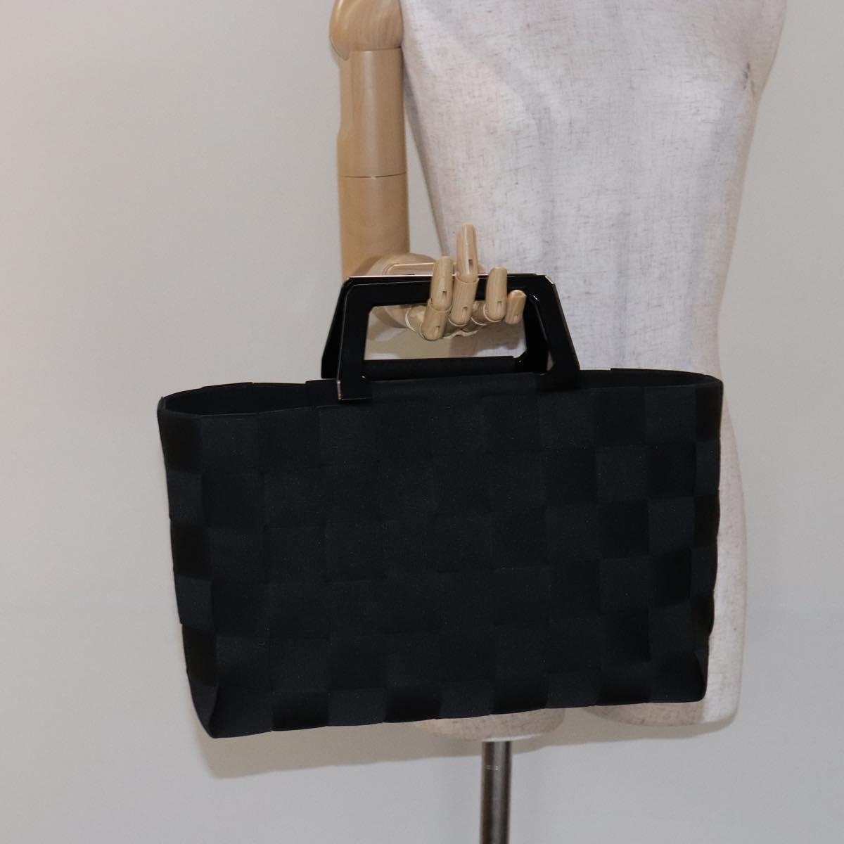 Salvatore Ferragamo Hand Bag Canvas Black Silver Auth sw1281
