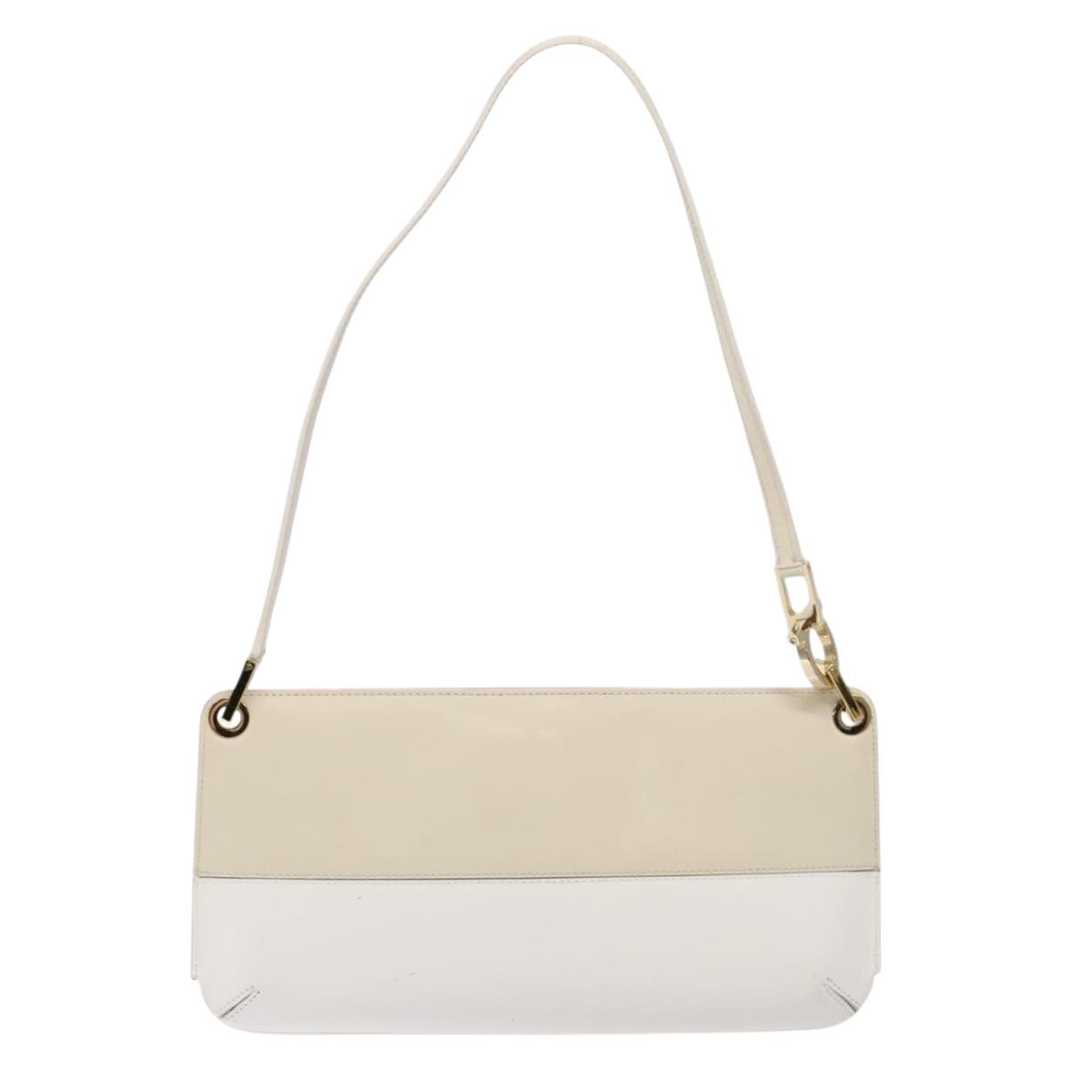 Salvatore Ferragamo Hand Bag Patent leather Beige Gold Auth sw1286