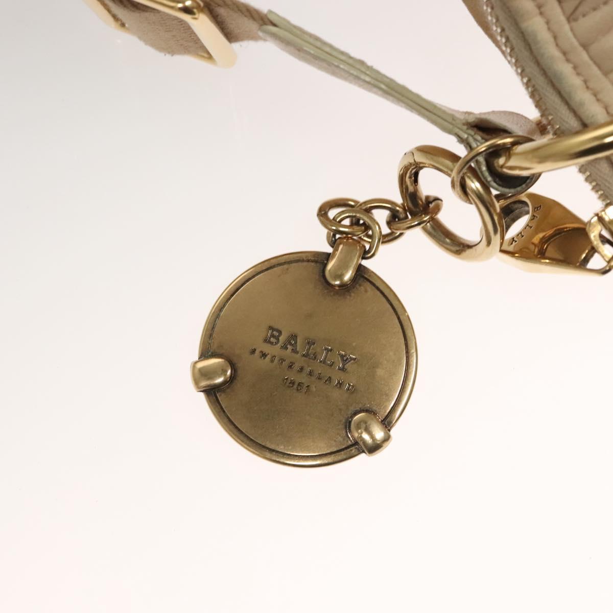 BALLY Shoulder Bag Leather Beige Gold Auth sw1288