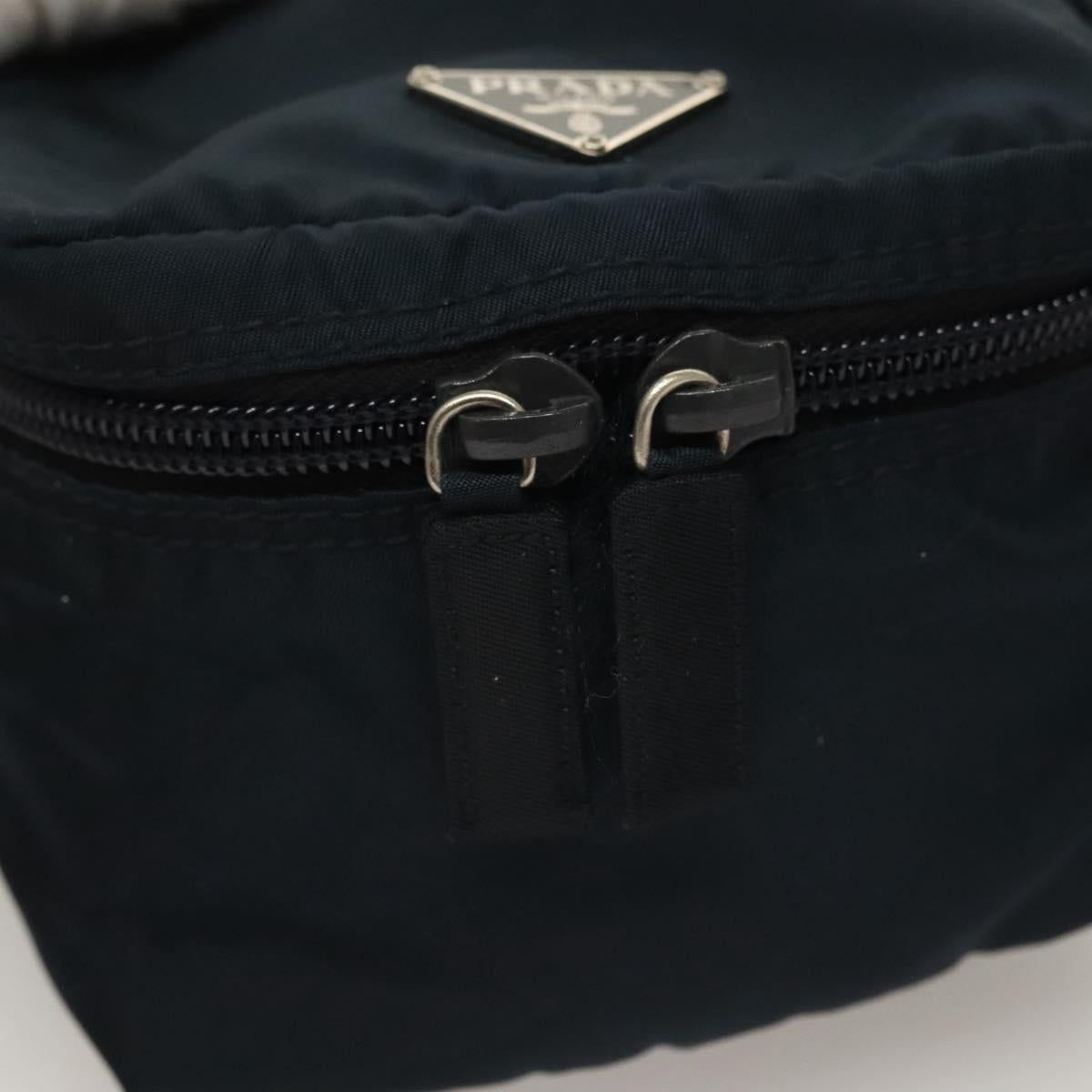 PRADA Hand Pouch Nylon Navy Silver Auth sw1292