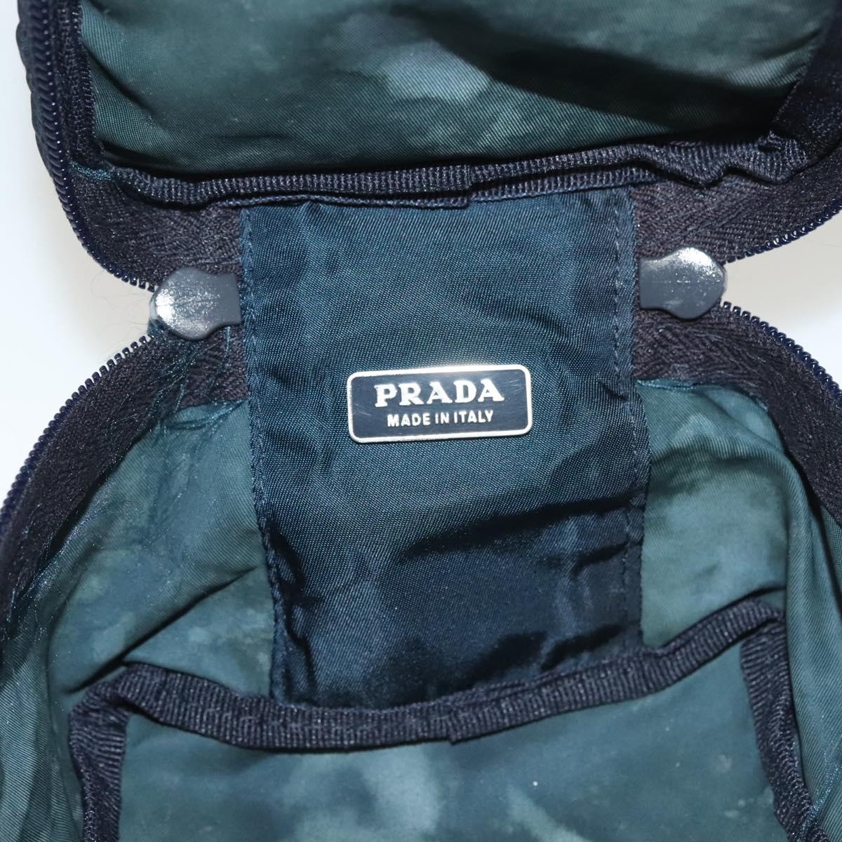 PRADA Hand Pouch Nylon Navy Silver Auth sw1292