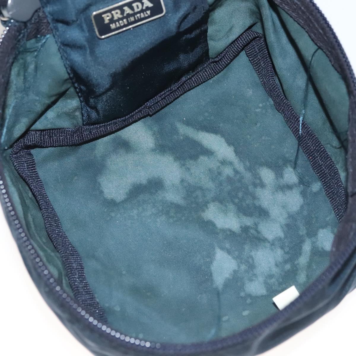 PRADA Hand Pouch Nylon Navy Silver Auth sw1292