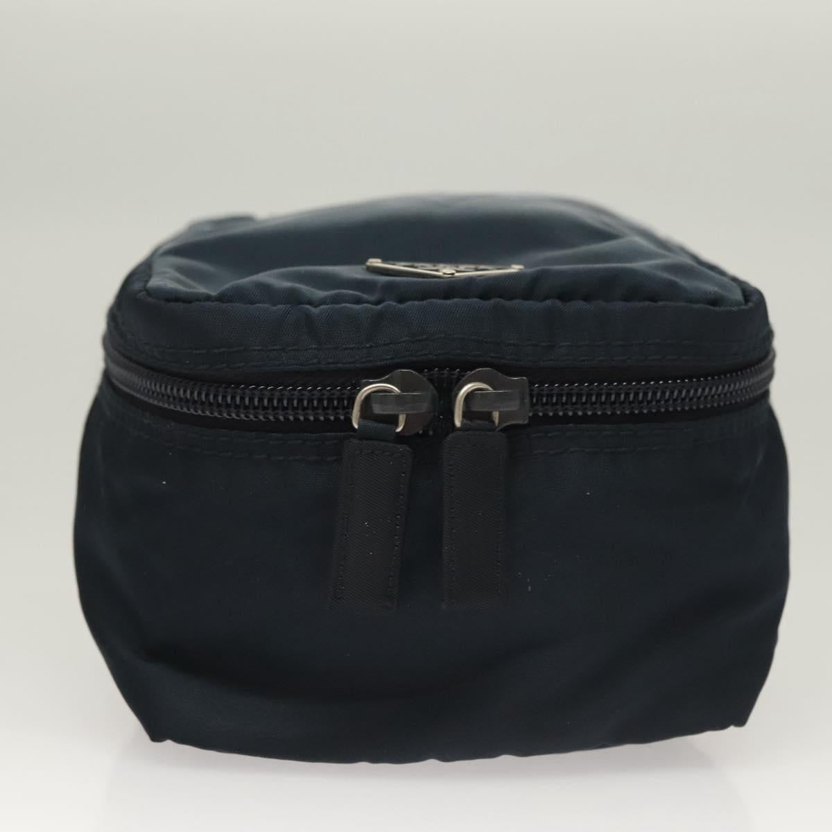 PRADA Hand Pouch Nylon Navy Silver Auth sw1292