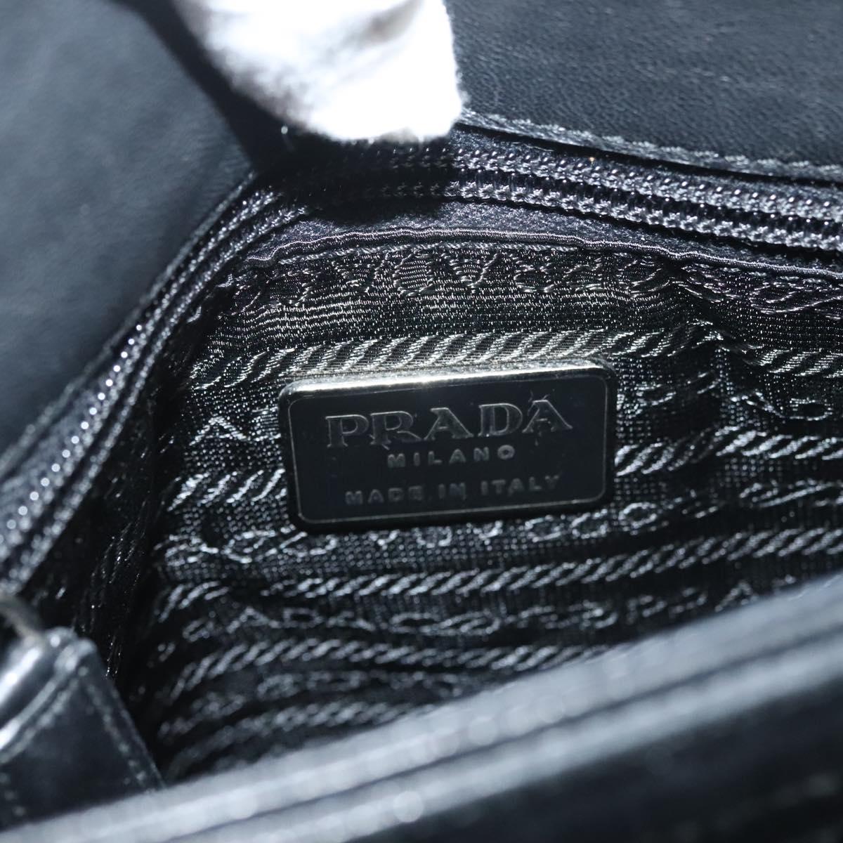 PRADA Hand Bag Nylon Black Silver Auth sw1295