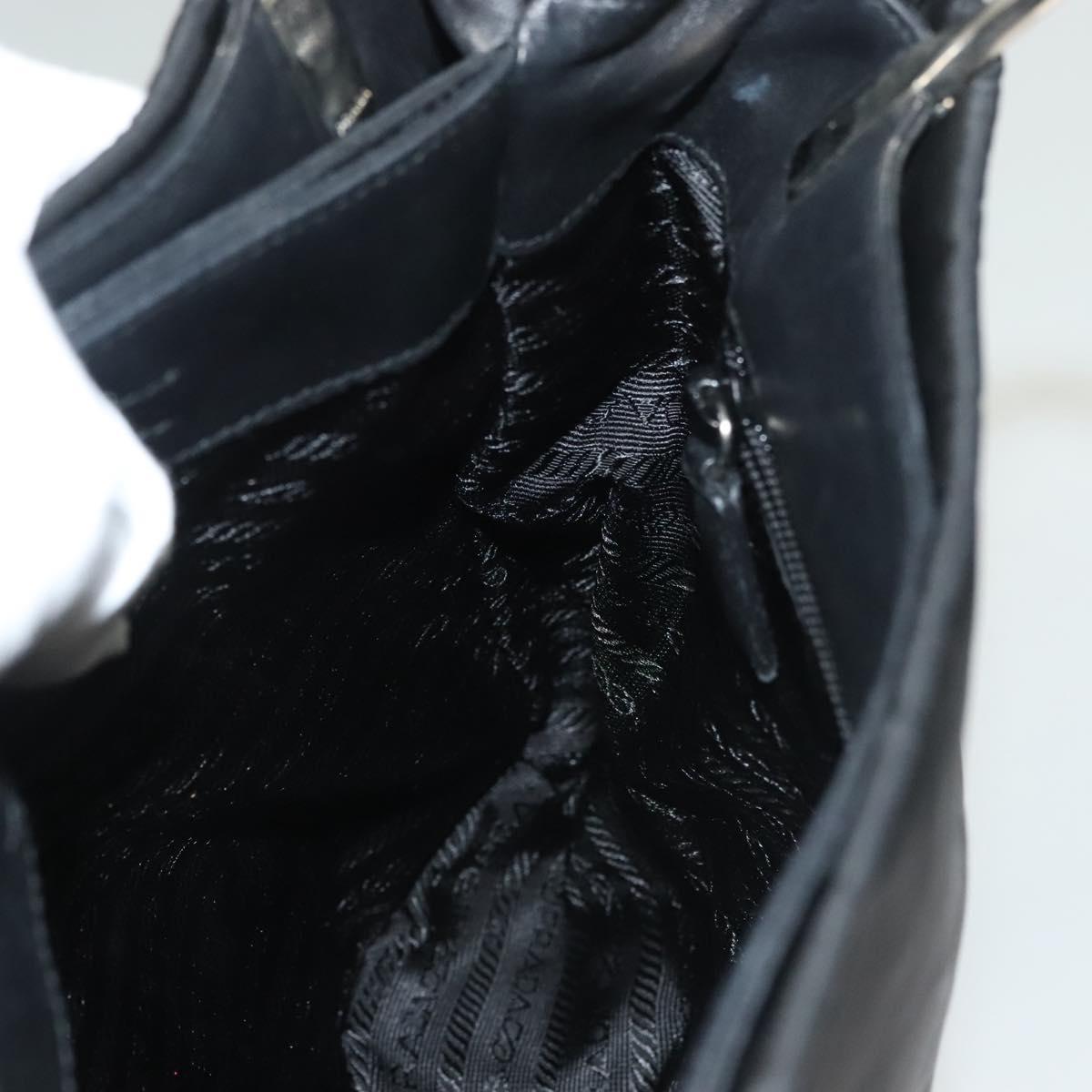 PRADA Hand Bag Nylon Black Silver Auth sw1295