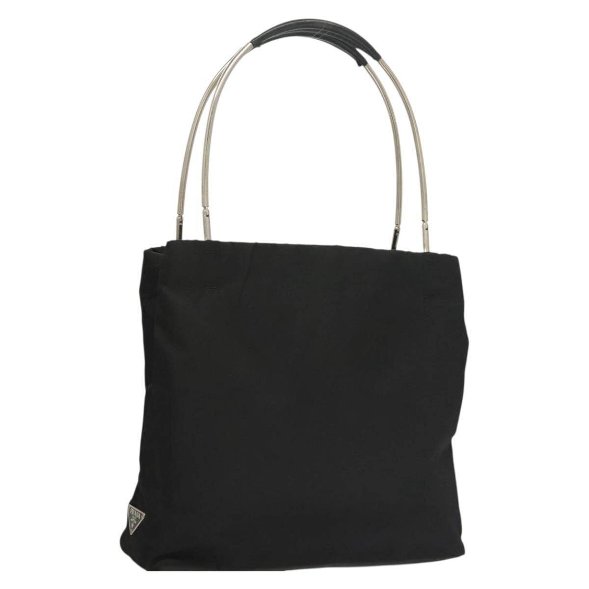 PRADA Hand Bag Nylon Black Silver Auth sw1295