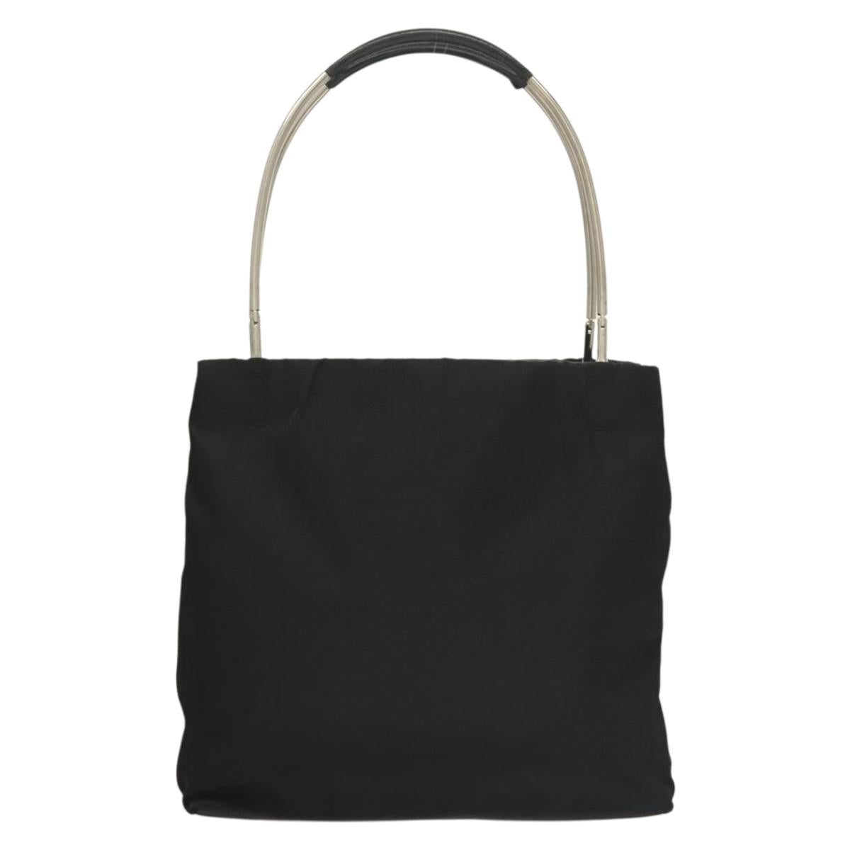 PRADA Hand Bag Nylon Black Silver Auth sw1295