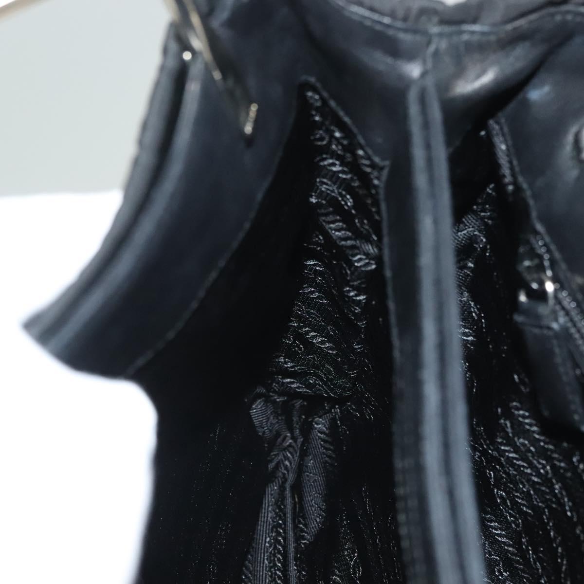 PRADA Hand Bag Nylon Black Silver Auth sw1295