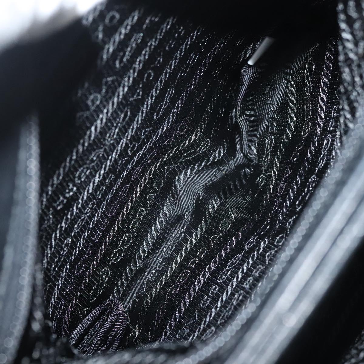 PRADA Hand Bag Nylon Black Silver Auth sw1295