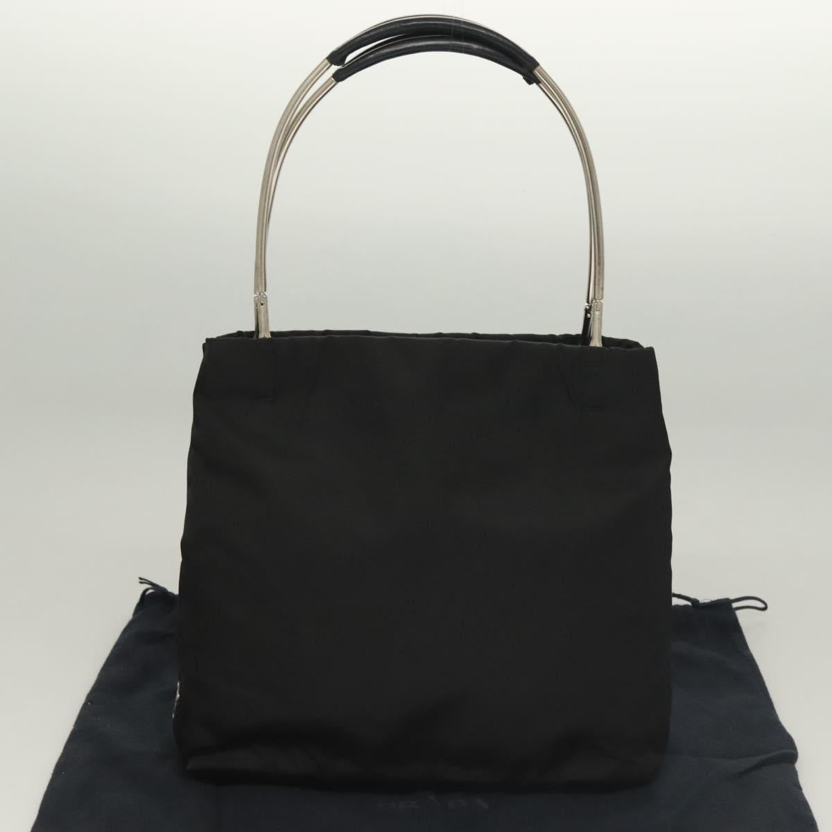 PRADA Hand Bag Nylon Black Silver Auth sw1295