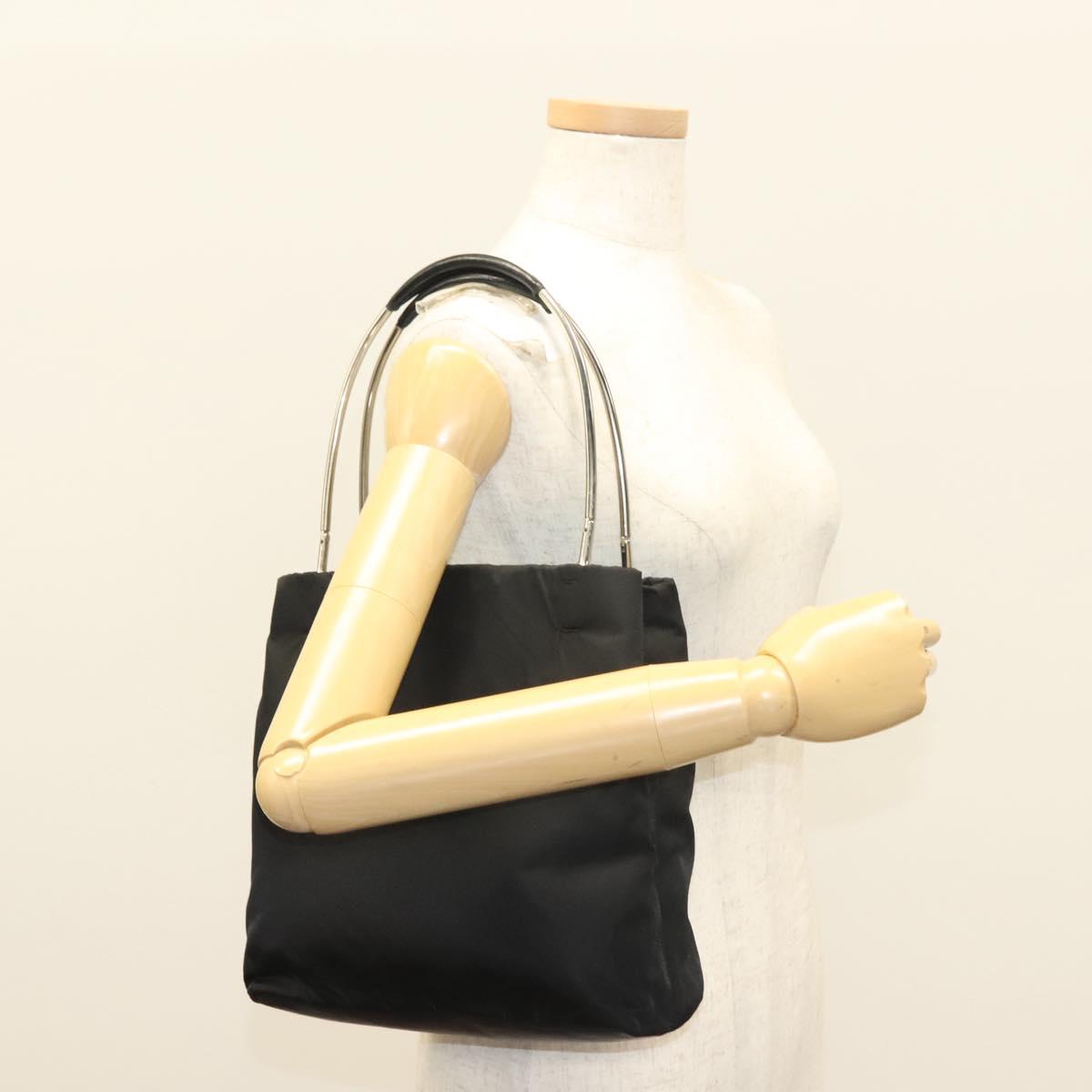 PRADA Hand Bag Nylon Black Silver Auth sw1295