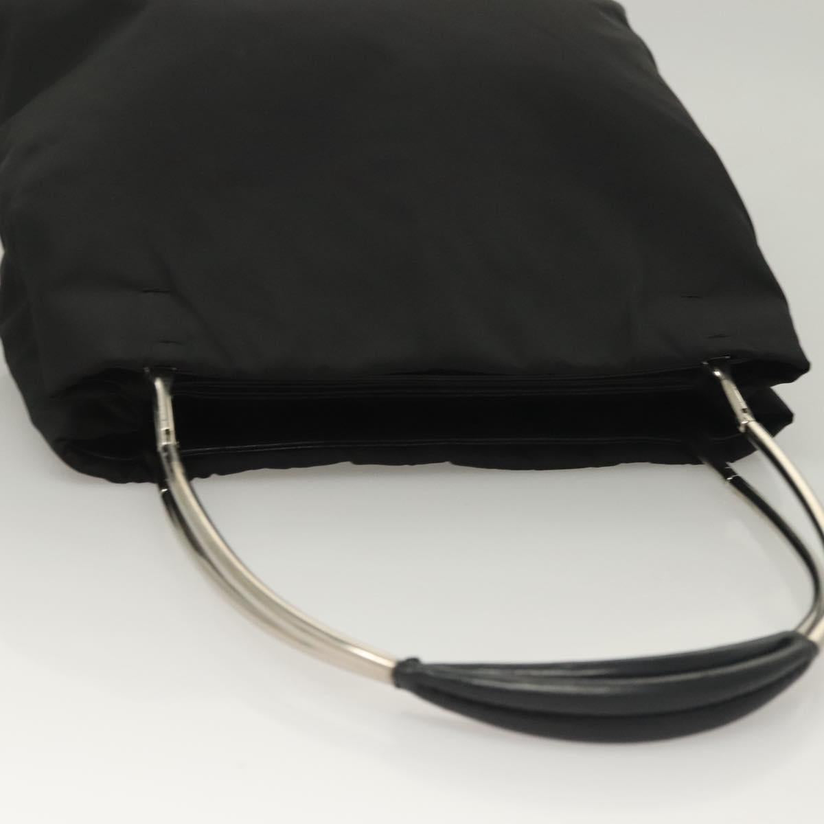 PRADA Hand Bag Nylon Black Silver Auth sw1295