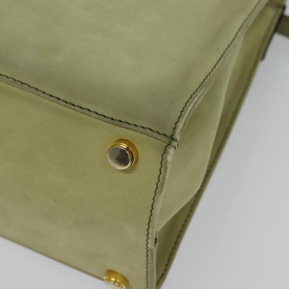 Salvatore Ferragamo Vala Hand Bag Suede 2way Beige Gold Auth sw1296