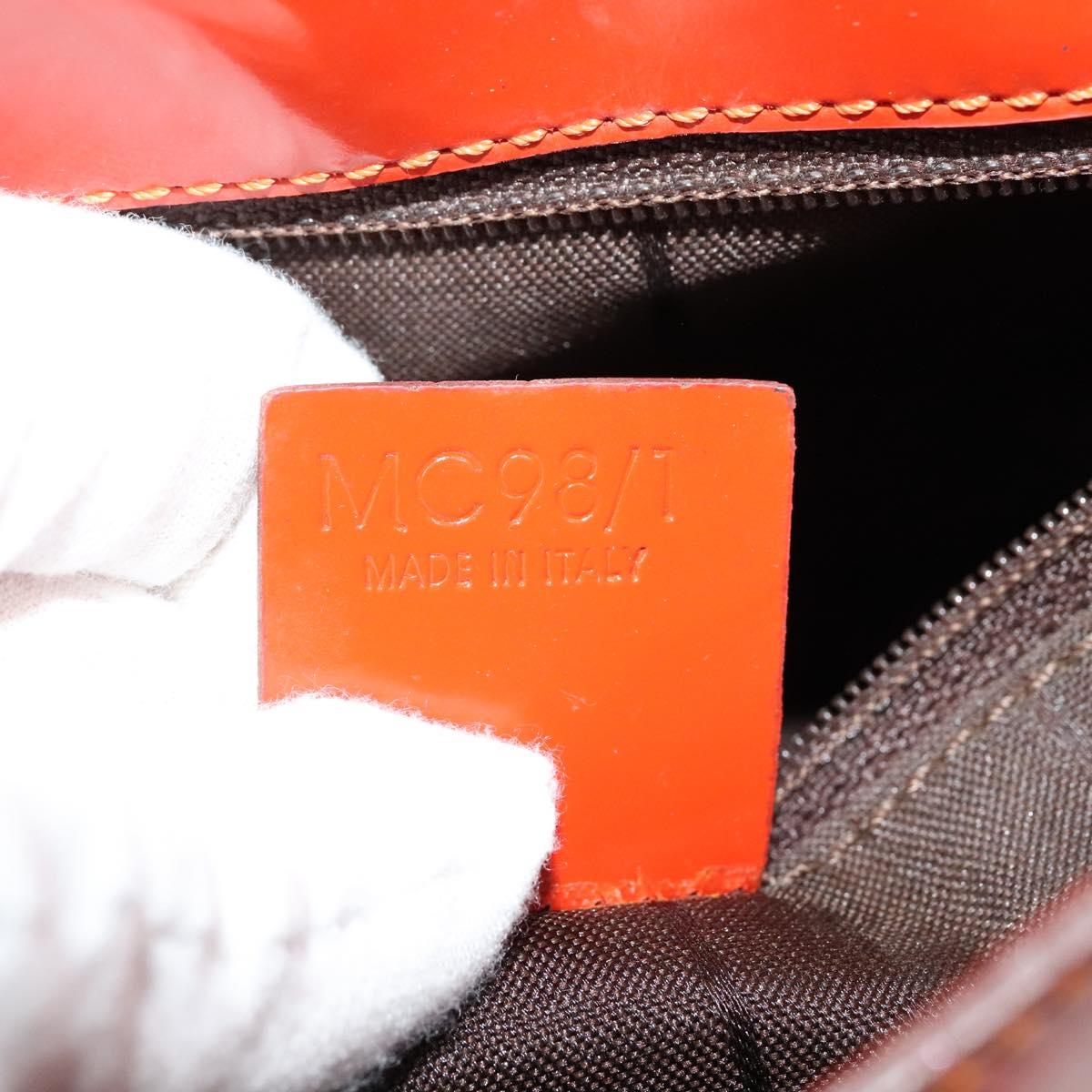 CELINE Shoulder Bag Canvas Orange Silver Auth sw1304