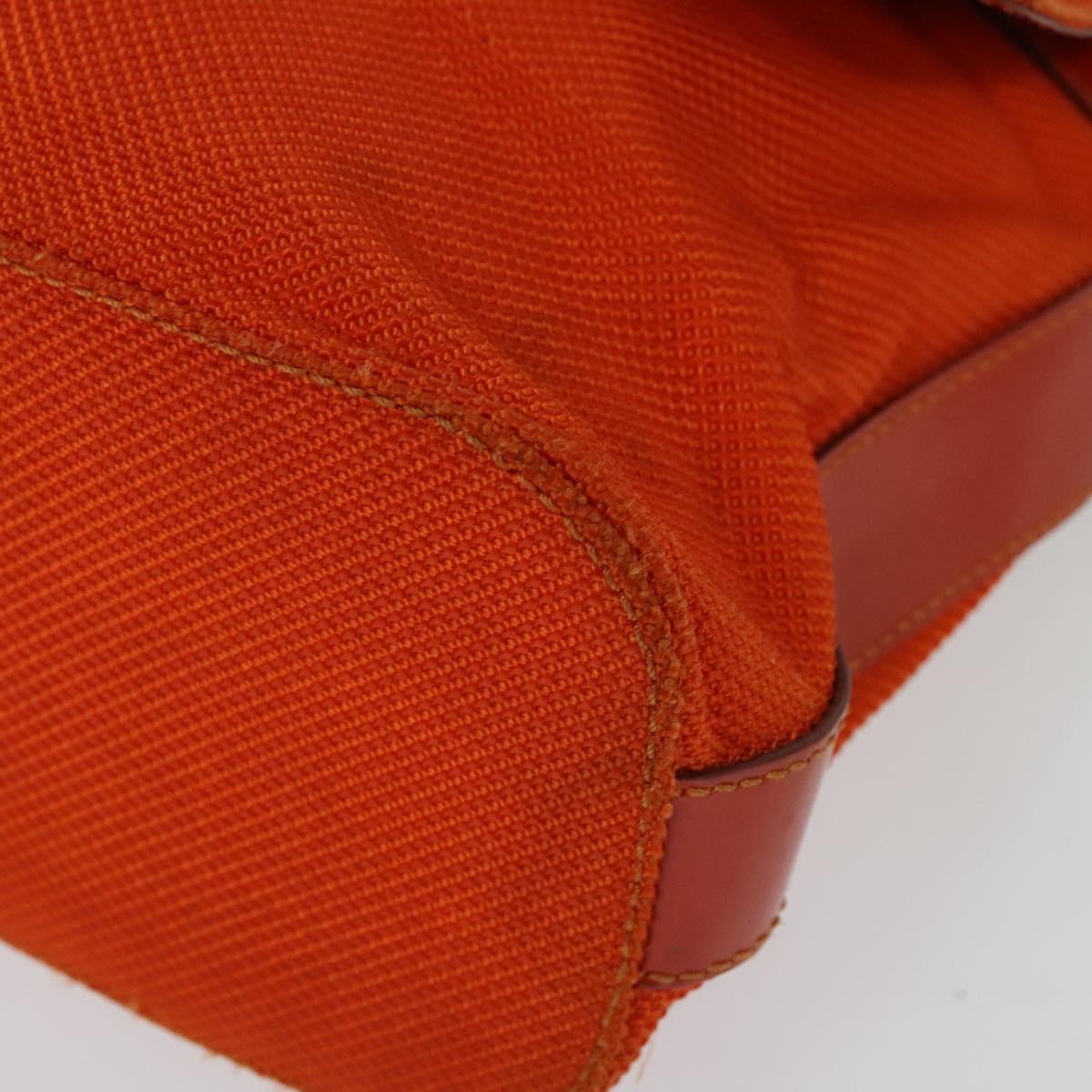 CELINE Shoulder Bag Canvas Orange Silver Auth sw1304
