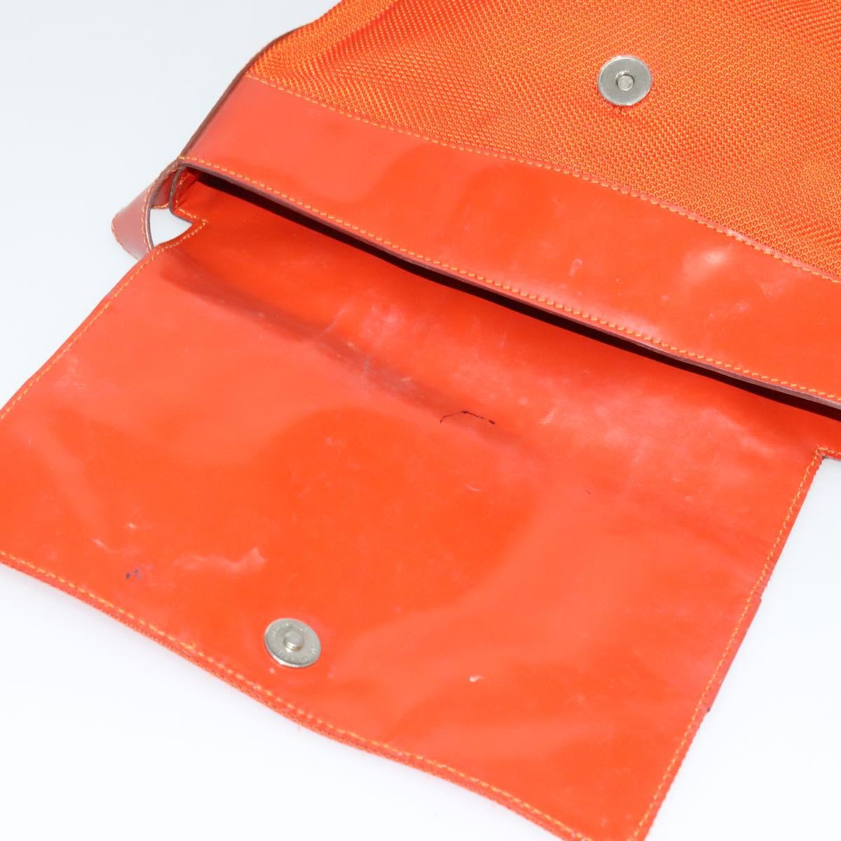 CELINE Shoulder Bag Canvas Orange Silver Auth sw1304