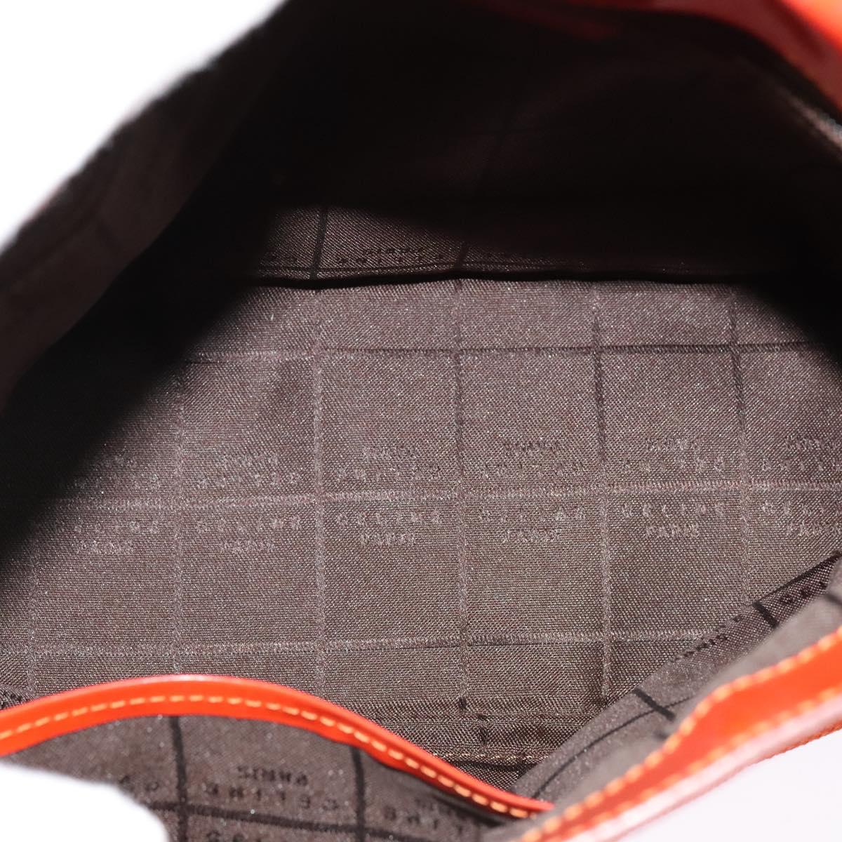 CELINE Shoulder Bag Canvas Orange Silver Auth sw1304
