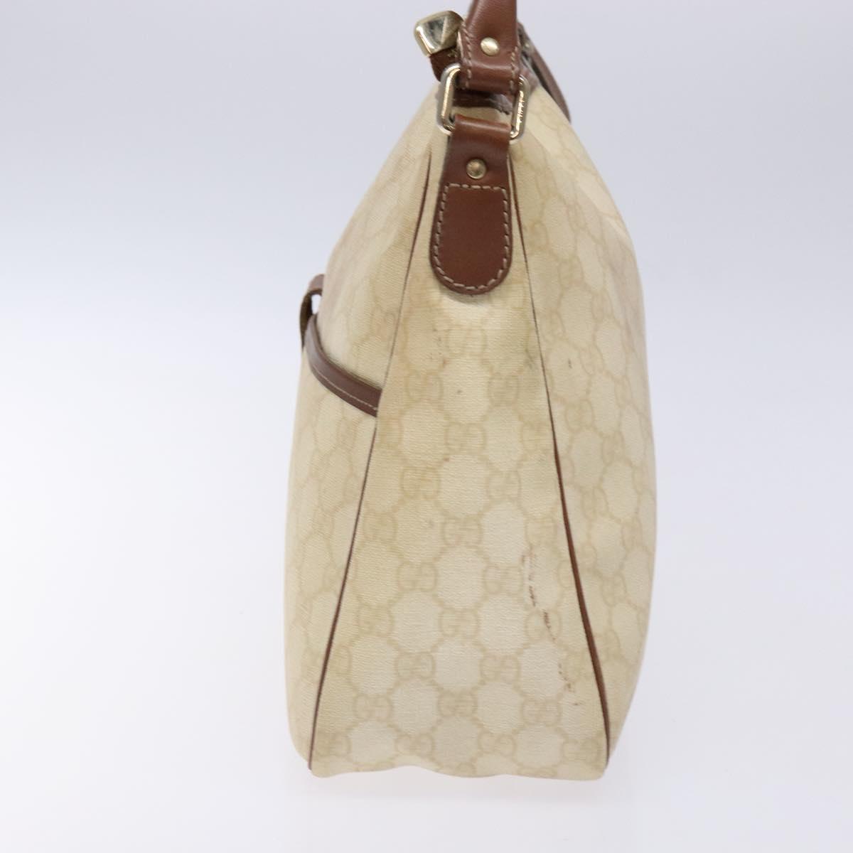 GUCCI GG Supreme Hand Bag PVC White Gold 189898 Auth sw1305