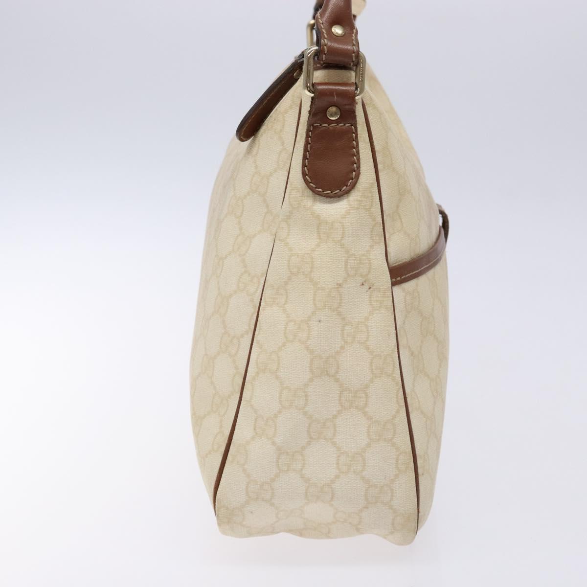 GUCCI GG Supreme Hand Bag PVC White Gold 189898 Auth sw1305