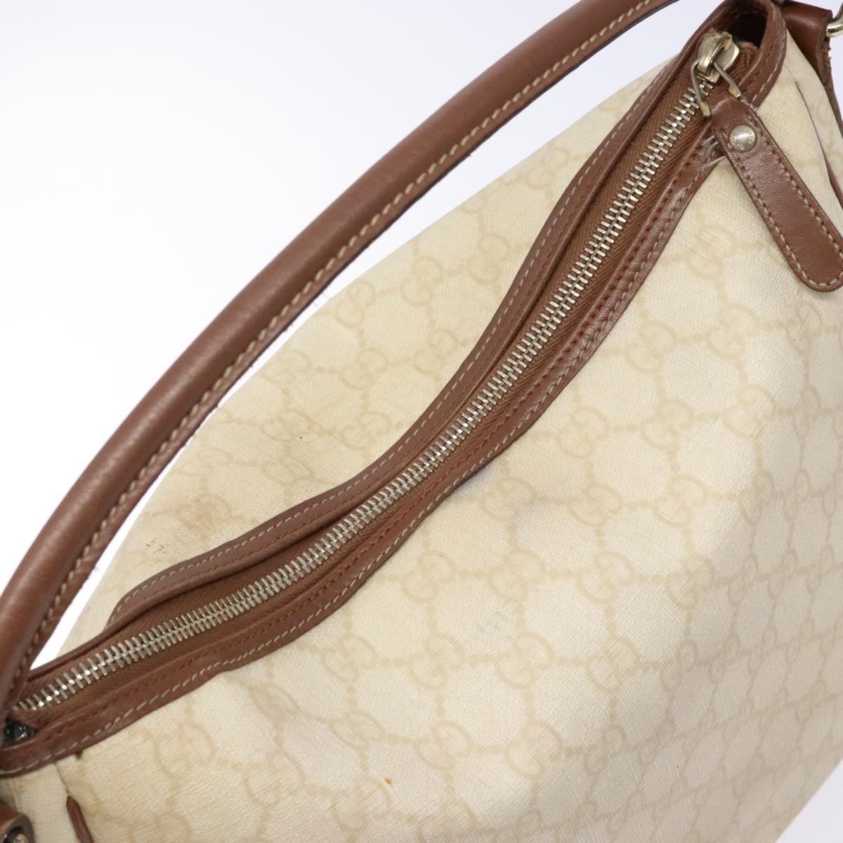 GUCCI GG Supreme Hand Bag PVC White Gold 189898 Auth sw1305