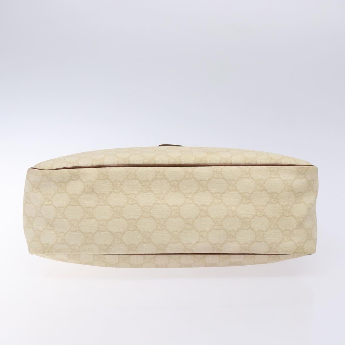 GUCCI GG Supreme Hand Bag PVC White Gold 189898 Auth sw1305
