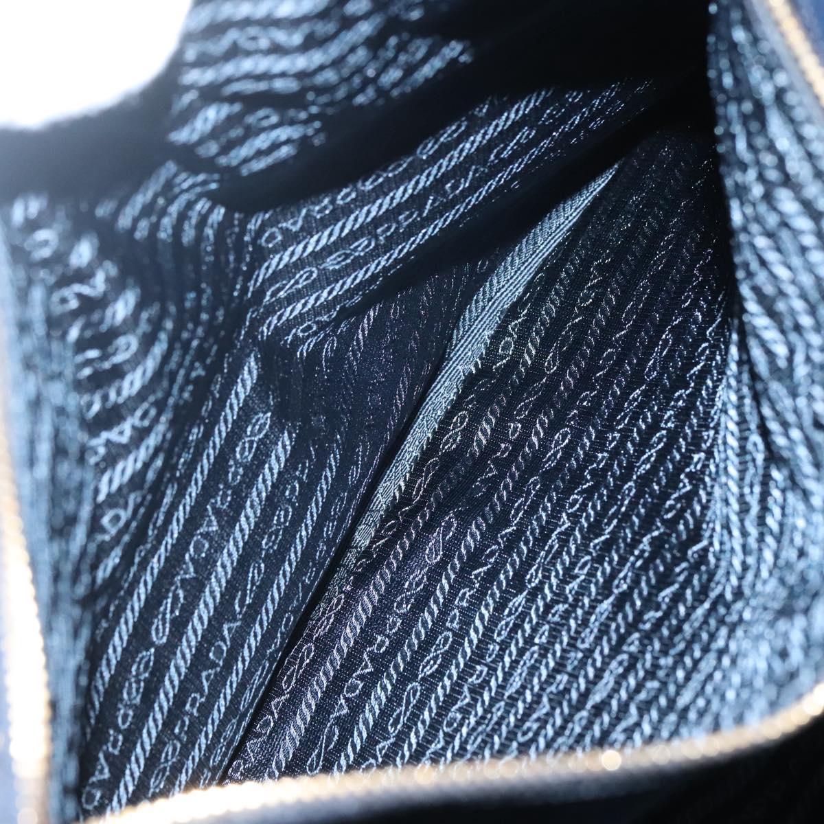 PRADA Chain Shoulder Bag Nylon Navy Gold Auth sw1307