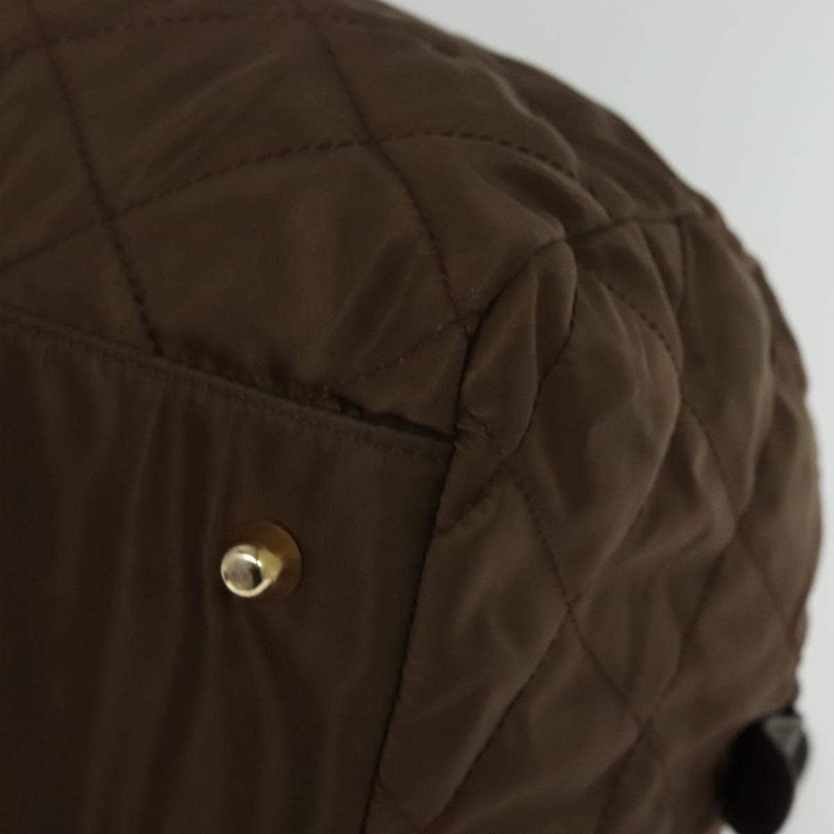 PRADA Boston Bag Nylon Brown Gold Auth sw1308