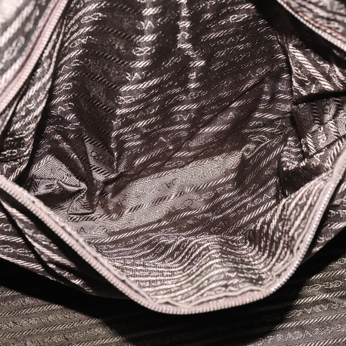 PRADA Boston Bag Nylon Brown Gold Auth sw1308