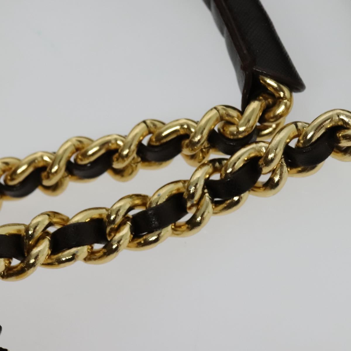 PRADA Boston Bag Nylon Brown Gold Auth sw1308