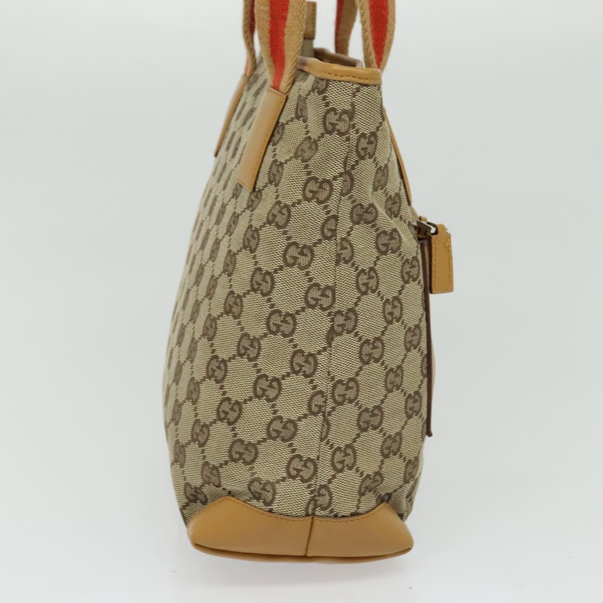 GUCCI GG Canvas Sherry Line Tote Bag Beige Silver 019 0402 1705 Auth sw1310