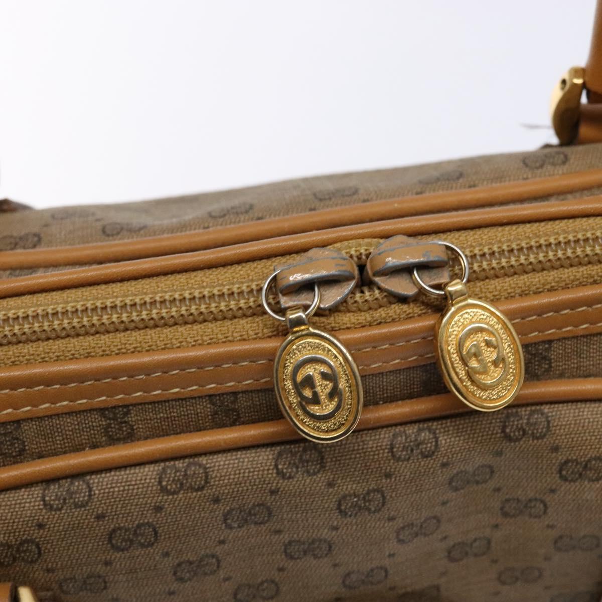 GUCCI Micro GG Supreme Hand Bag PVC Beige Gold Auth sw1312