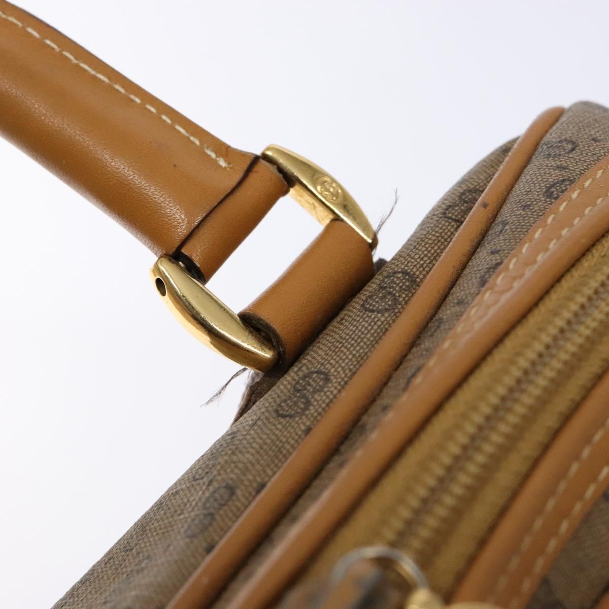 GUCCI Micro GG Supreme Hand Bag PVC Beige Gold Auth sw1312